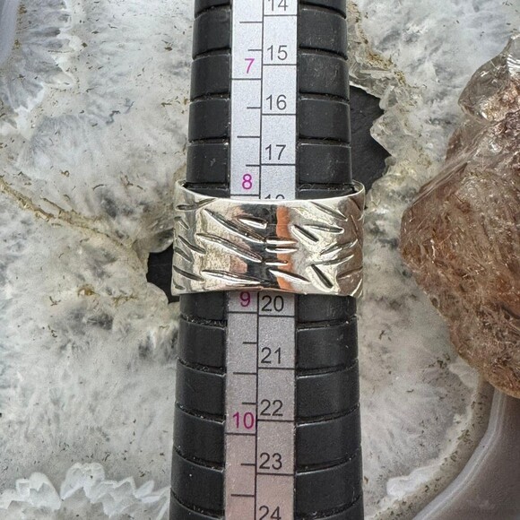 Sterling Silver Rose with Decorated Band Fashion Ring For Women, Taxco Mexico - Picture 9 of 10